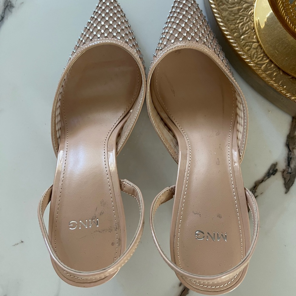 Mango Women's Beige Embellished Heels